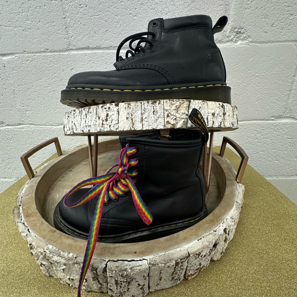 Dr. Martens Kids Black Boots with Colorful Laces